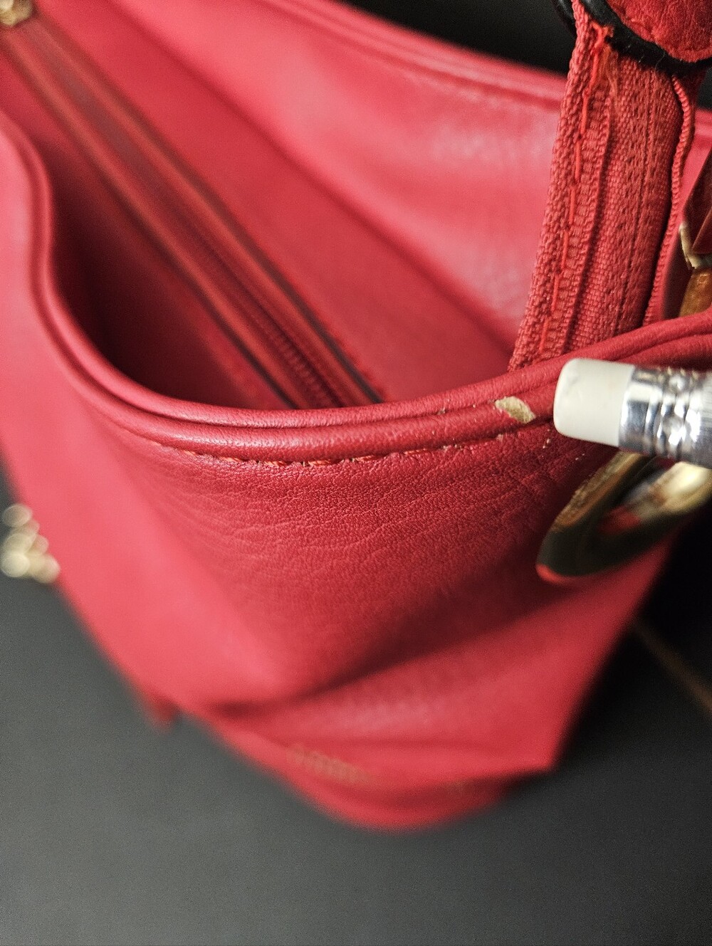 Accent by Sam Edelman red faux leather handbag with gold hardware & tassels NEW - Picture 10 of 10